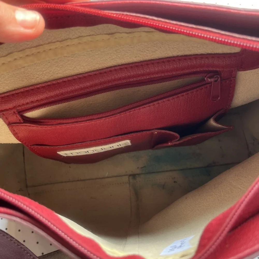 Vintage 90s Cherry Red Leather Hobo Shoulder Bag Minimalist Purse